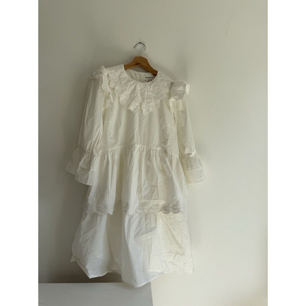 ✿ Meadows Dress Women’s Size US 4 White Cotton Embroidered Prairie Cottagecore